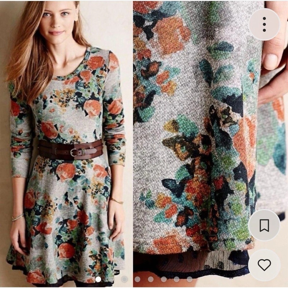 Anthropologie Saturday Sunday Colorful Floral Knit Skater Dress Size Small Boho